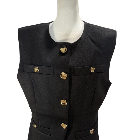 NWOT Black Endless Rose Longline Vest Women’s Size L Gold Accent Buttons - Picture 3 of 5